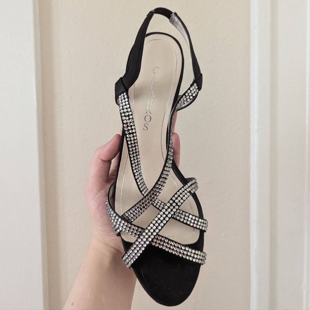 Caparros Black Rhinestone Heels - Picture 9 of 11